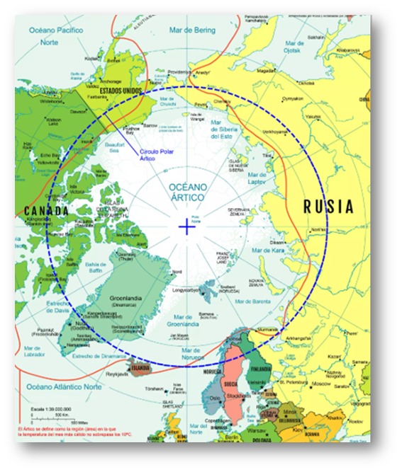 Océano Atlántico Norte. Mapa de la CIA