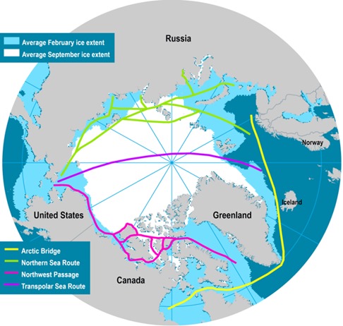 Rutas de navegación por el Ártico